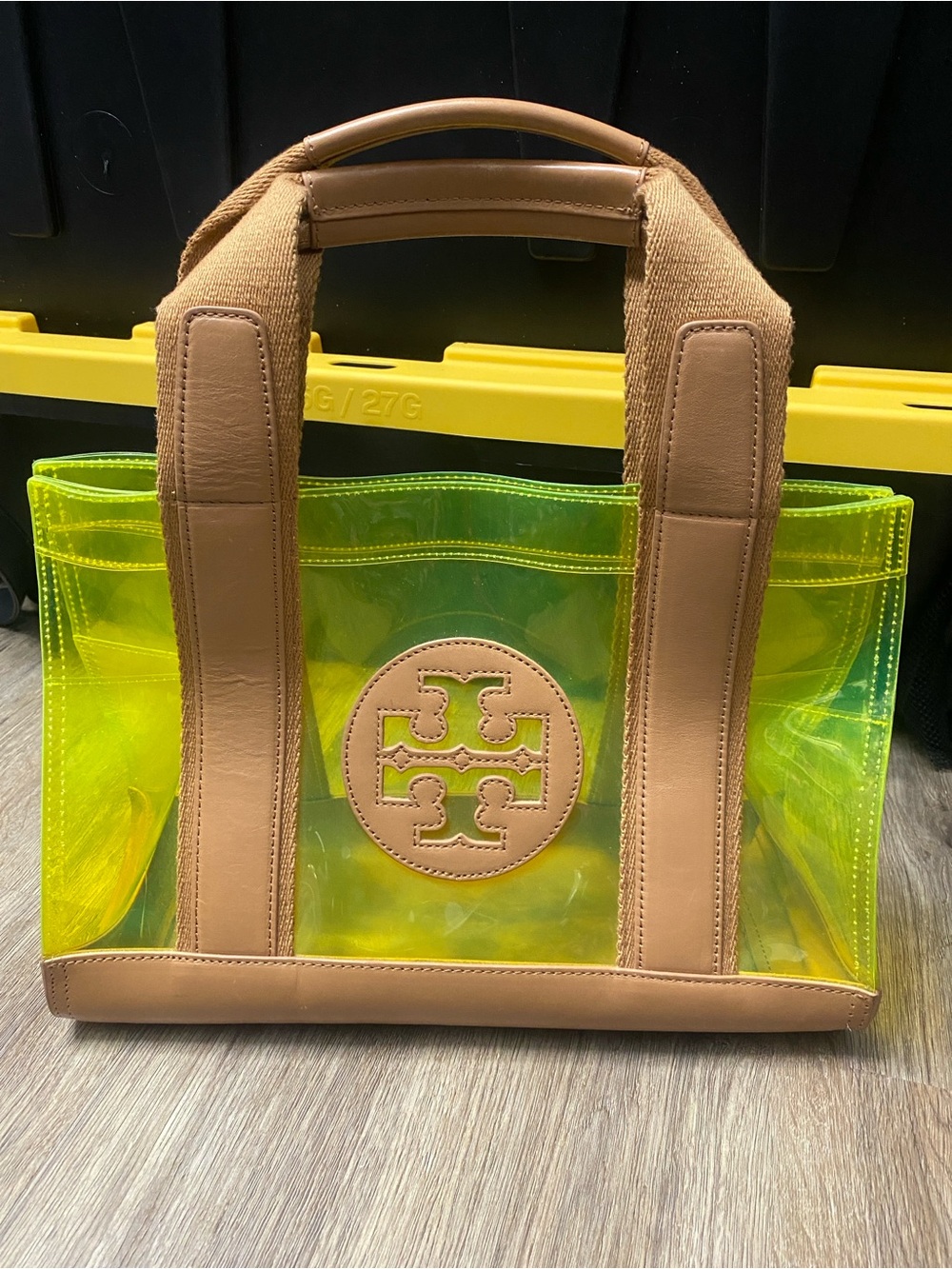 Tory Burch Jesse Clear Neon Yellow Bag